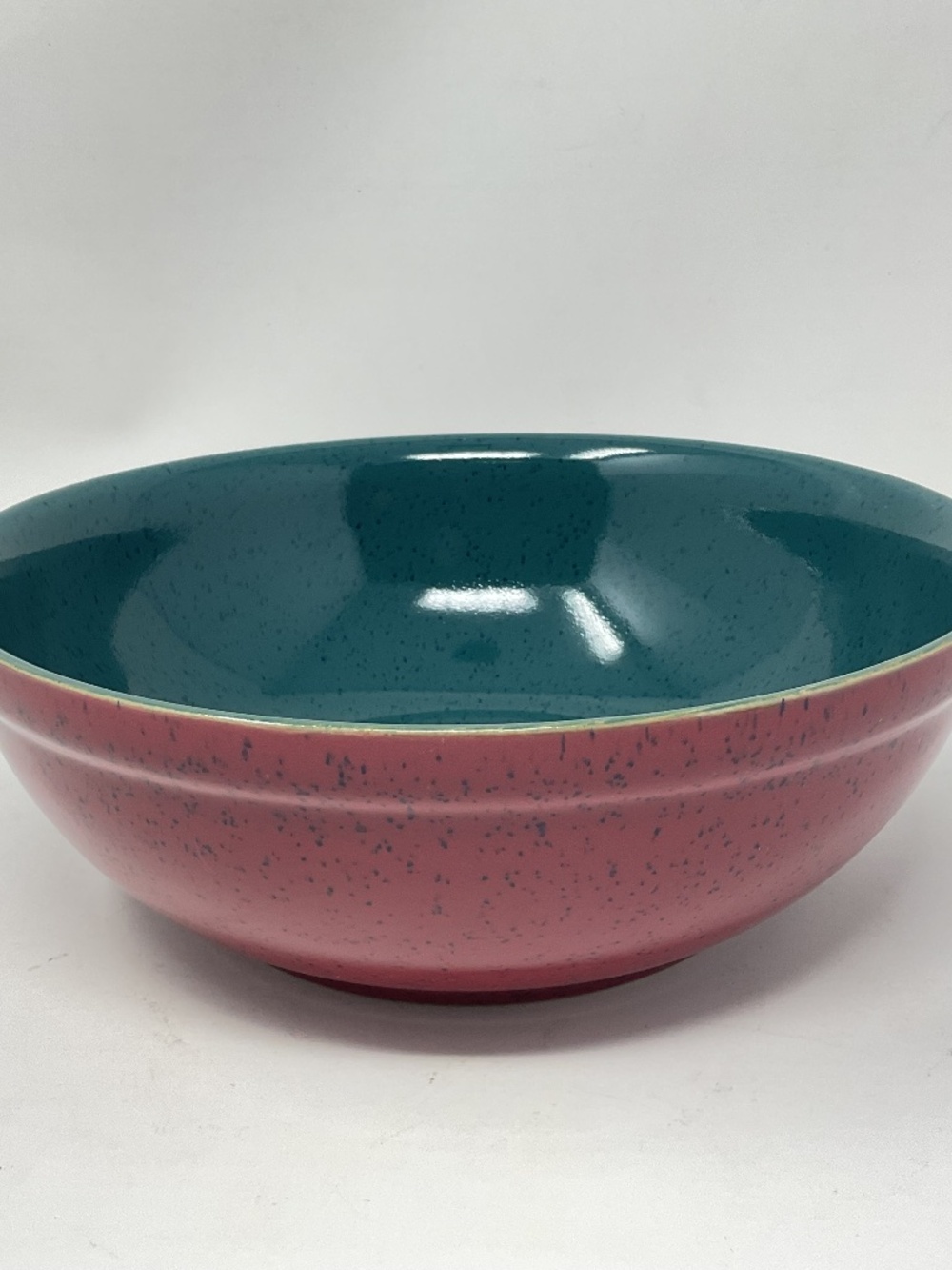 Denby Harlequin (retired) Stoneware Red Green Salad Pasta Serving Bowl